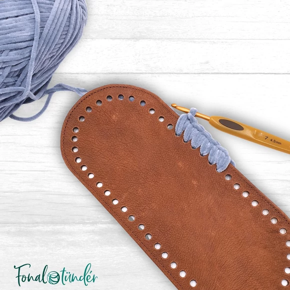 Kézműves Bőr Táska Alj - Horgolt Táskákhoz - 10x32cm 