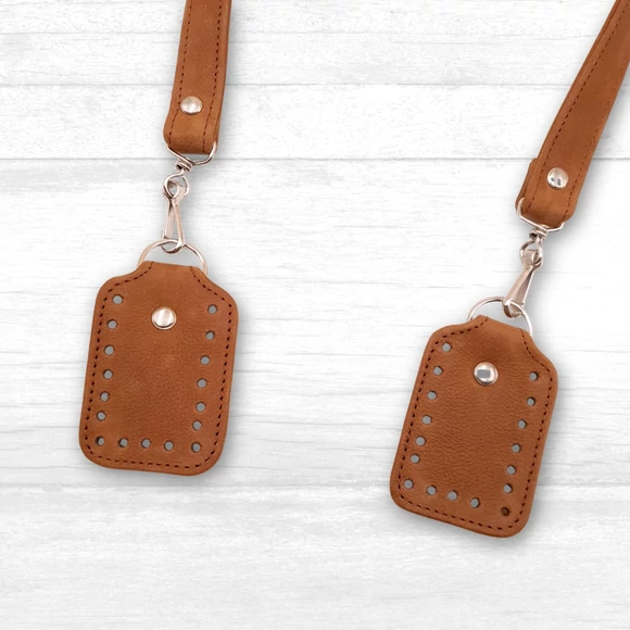 Kézműves Bőr Táska Fül karabinerrel - Horgolt Táskákhoz - 80cm - 2db