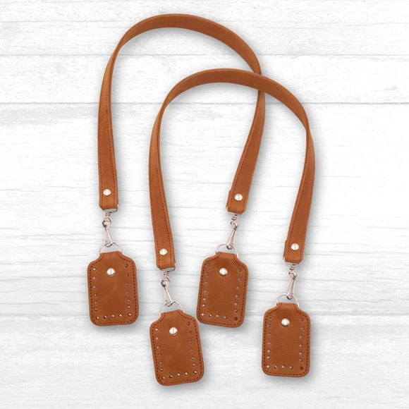 Kézműves Bőr Táska Fül karabinerrel - Horgolt Táskákhoz - 80cm - 2db