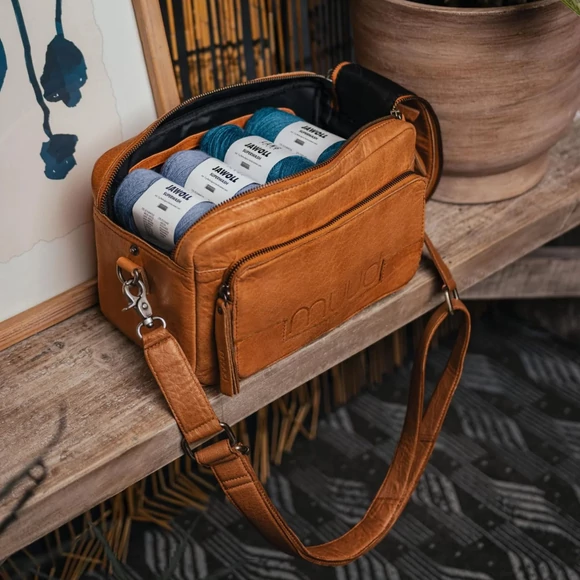 MUUD Stavanger Project Bag - bőr kézimunka táska - kötéshez, horgoláshoz