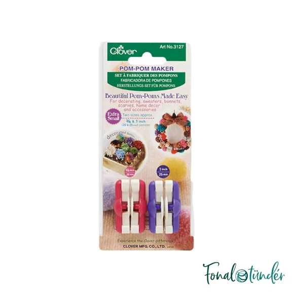 Clover Mini Pom-Pom Készítő Készlet  - 20mm, 25mm - Pompom Maker Set