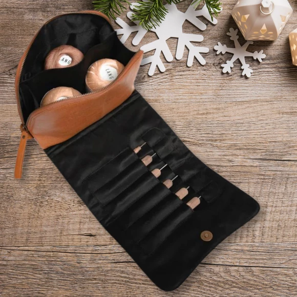 MUUD Hazel Project Bag - bőr kézimunka táska - kötéshez, horgoláshoz