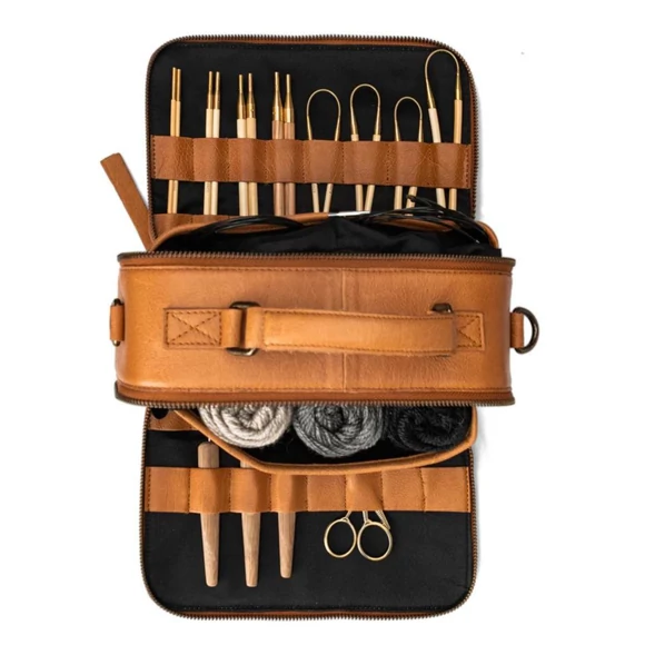 MUUD Lilly Project Bag - bőr kézimunka táska - kötéshez, horgoláshoz