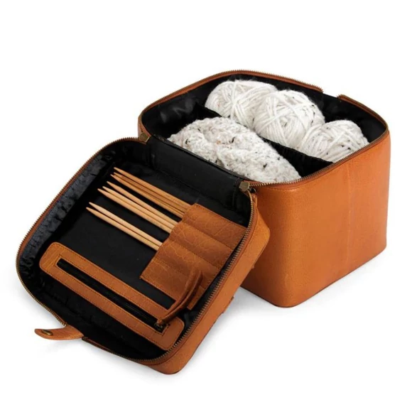 MUUD Lexi Project Bag - bőr kézimunka táska - kötéshez, horgoláshoz