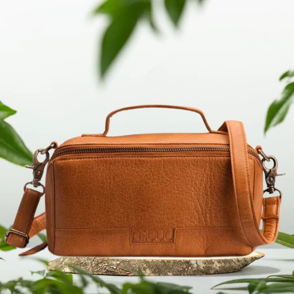 MUUD Cleo Project Bag - bőr kézimunka táska - kötéshez, horgoláshoz