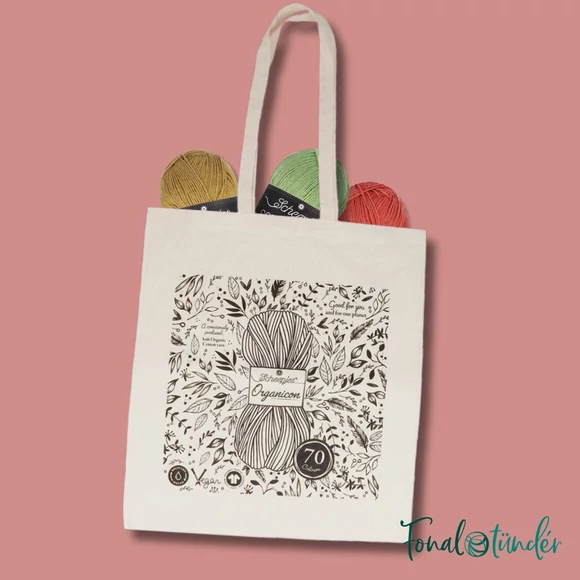 Scheepjes Organicon tote bag - fonaltartó vászon válltáska