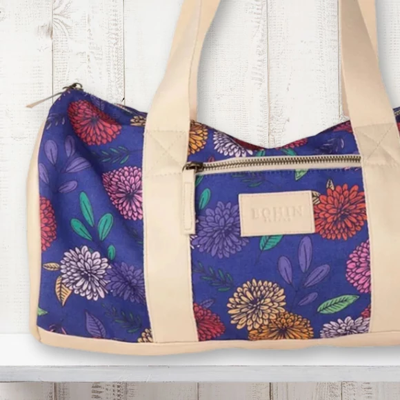 Bohin Blossoms Blue - project bag - kötős horgolós projekt táska