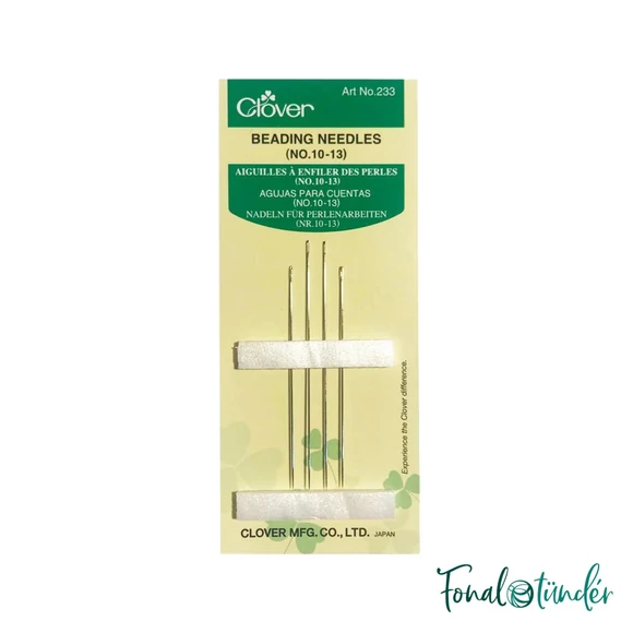 Clover Beading Needles - extra hosszú vékony gyöngyfűző tű készlet  - 4db