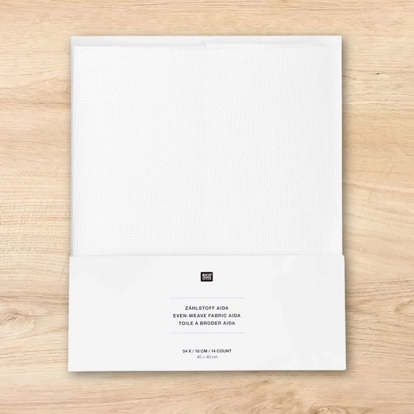 Aida 14 count Fabric White - aida hímzővászon keresztszemes hímzéshez - 40x40cm