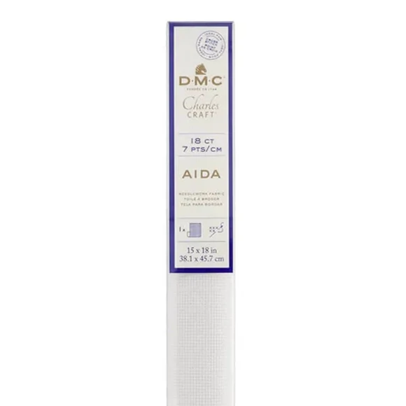 DMC Aida 18 count Fabric White - aida hímzővászon keresztszemes hímzéshez - 38x45cm