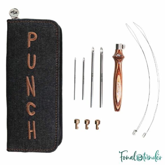 KnitPro Punch Needle Set - Earty - Hímzőtoll készlet - barna színekben