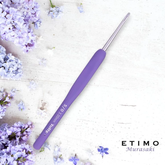 Tulip Etimo Murasaki 3mm crochet hook with soft grip made in Japan