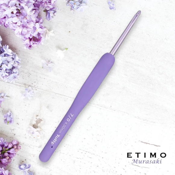 Tulip Etimo Murasaki 3.5mm crochet hook with soft grip made in Japan