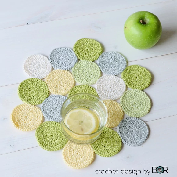 Almazöld Terítő - horgolás minta - Green Apple Placemat - crochet pattern 