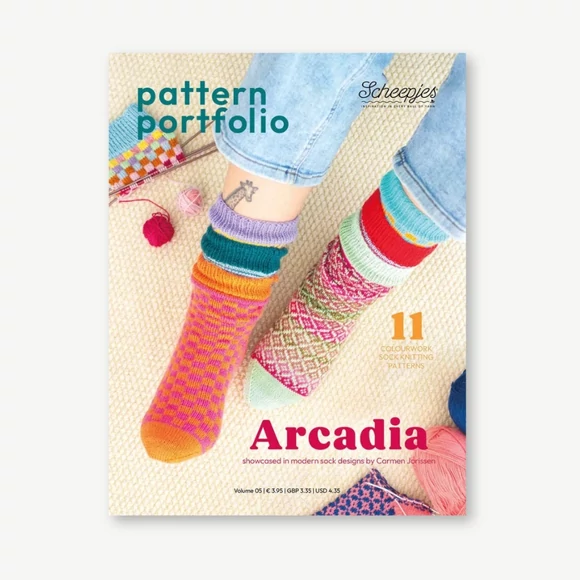 Scheepjes Pattern portfolio Arcadia - 11 knitted socks patterns - zokniminták angolul