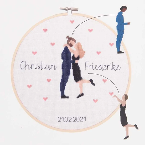 Rico Figurico - Lovebirds - embroidery kit - Szerelmespár keresztszemes hímzéscsomag