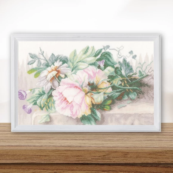 Lanarte Embroidery kit - Peonies - Bazsarózsák - keresztszemes hímzés csomag