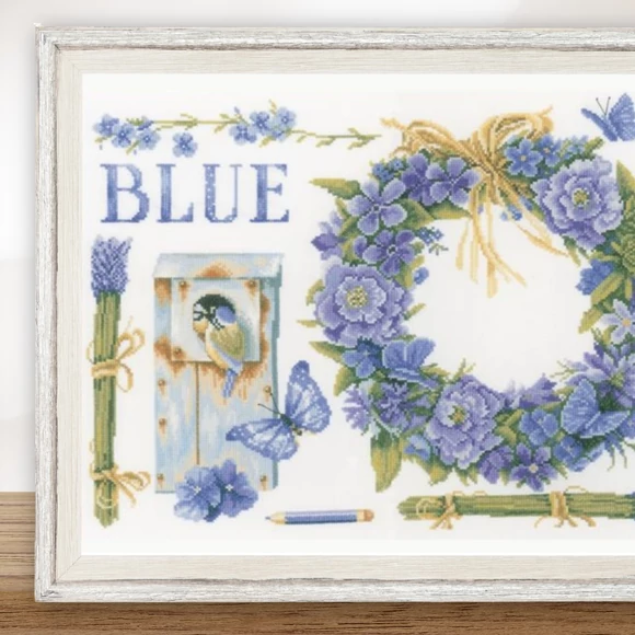 Lanarte Embroidery kit - Lavender Wreath - keresztszemes hímzés csomag