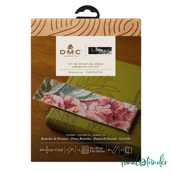 DMC - Peony Brunches cross stitch bookmark set - keresztszemes hímző készlet