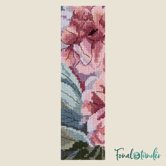 DMC - Peony Brunches cross stitch bookmark set - keresztszemes hímző készlet