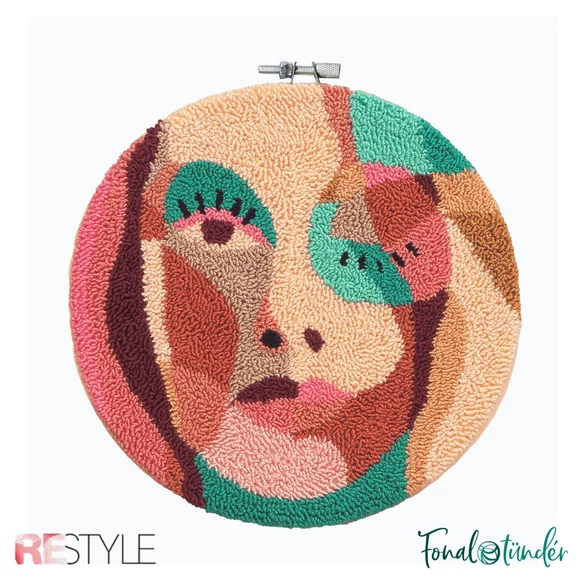 ReStyle Punch kit Abstract Face - hímzés csomag - 17.8cm