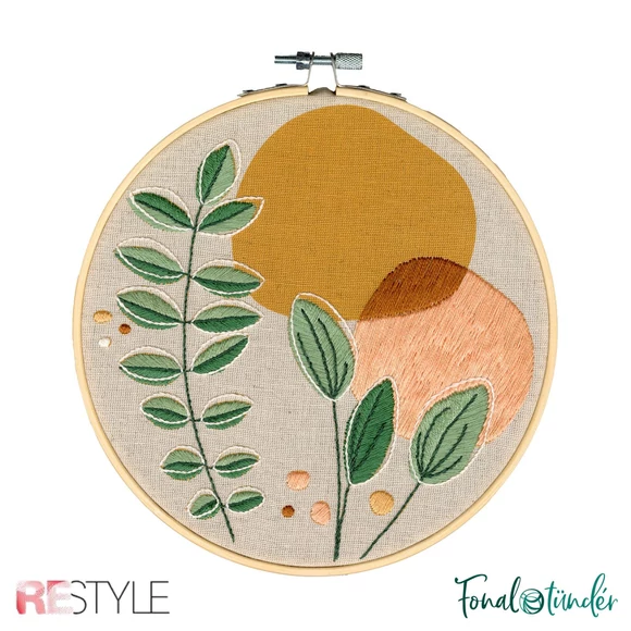 ReStyle Abstract Nature Embroidery Kit - hímzés készlet Hímzőkerettel, fonalakkal