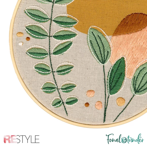 ReStyle Abstract Nature Embroidery Kit - hímzés készlet Hímzőkerettel, fonalakkal