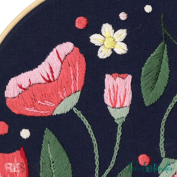 ReStyle Flowers Embroidery Kit - hímzés készlet hímzőkerettel, fonalakkal