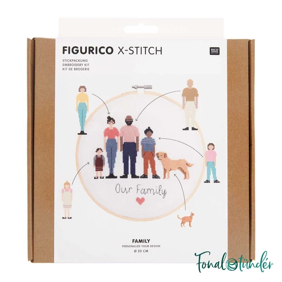 Rico Figurico - Family- embroidery kit - Család keresztszemes hímzéscsomag