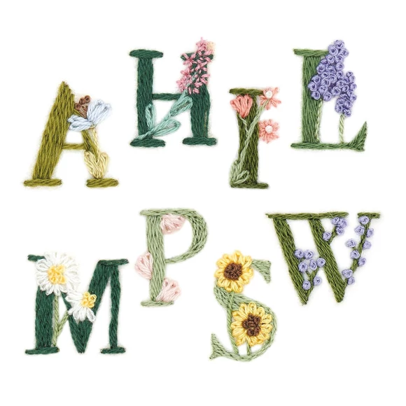 Rico Stick &amp;amp; Stitch - Floral Alphabet - embroidery kit - virágos betűk hímző készlet