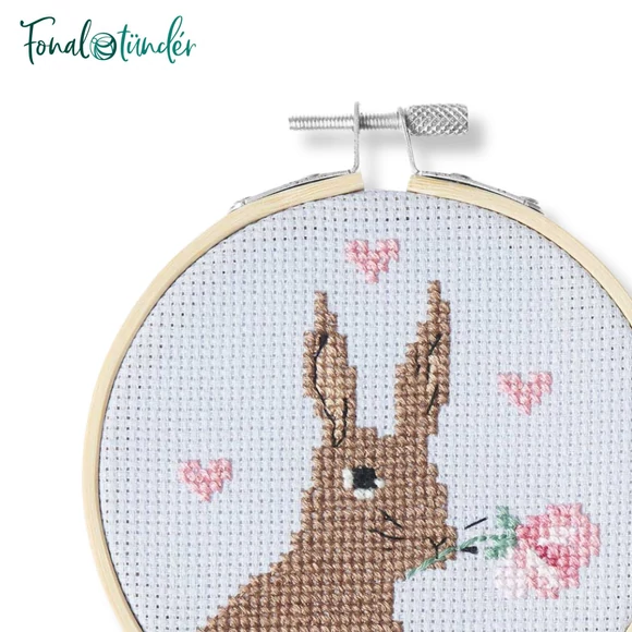 Rico Romantic Bunny - embroidery kit - Nyuszis keresztszemes hímzéscsomag