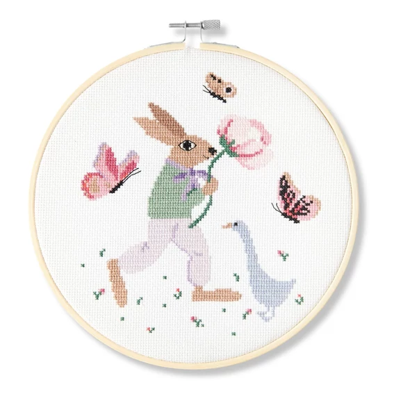 Rico Rico Spring Friends Bunny - embroidery kit - Nyuszis keresztszemes hímzéscsomag