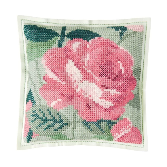 Rico Rose Cushion - cross stitch embroidery kit - keresztszemes párna hímző készlet