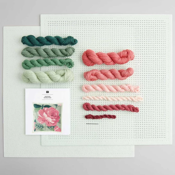 Rico Rose Cushion - cross stitch embroidery kit - keresztszemes párna hímző készlet