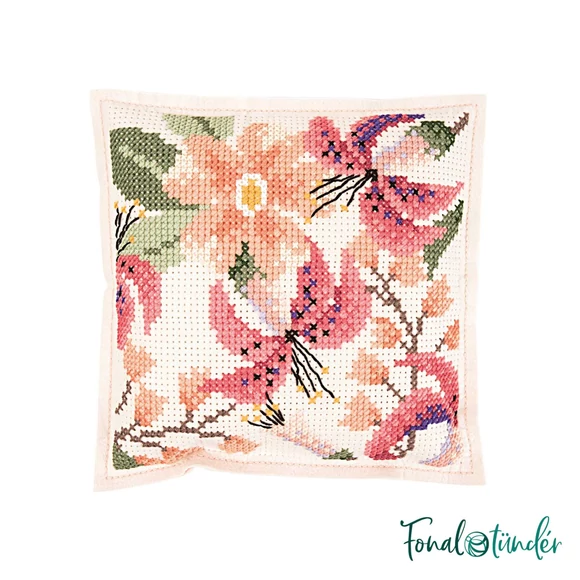 Rico Flower Cushion - cross stitch embroidery kit - keresztszemes párna hímző készlet