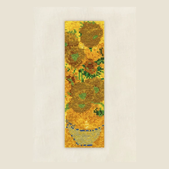 DMC Van Gogh Sunflowers cross stitch bookmark set - keresztszemes hímző készlet