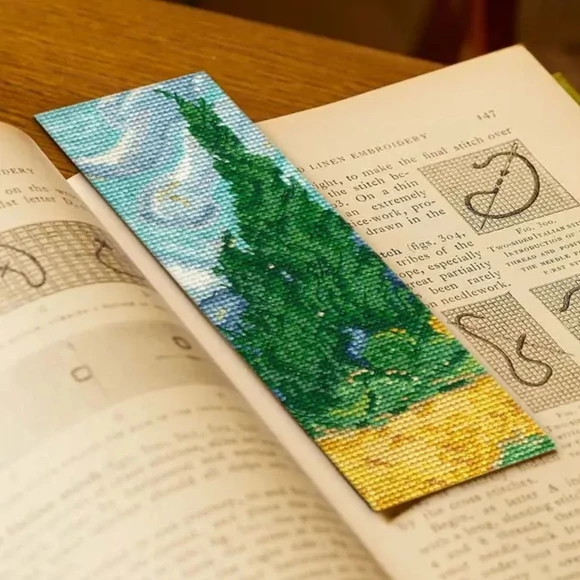 DMC Van Gogh - Cypresses cross stitch bookmark set - keresztszemes hímző készlet