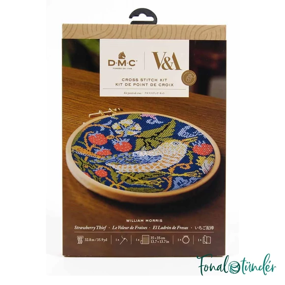 DMC Museum Collection - Strawberry Thief - Morris - cross stitch set - keresztszemes hímző készlet