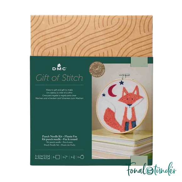 DMC - The Fox - Punch Needle Kit - Róka Koma - hímzés készlet hímzőtollal