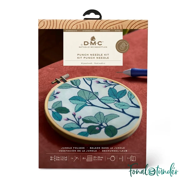 DMC - Jungle Foliage - Punch Needle Kit - Esőerdő levelei - hímzés készlet hímzőtollal