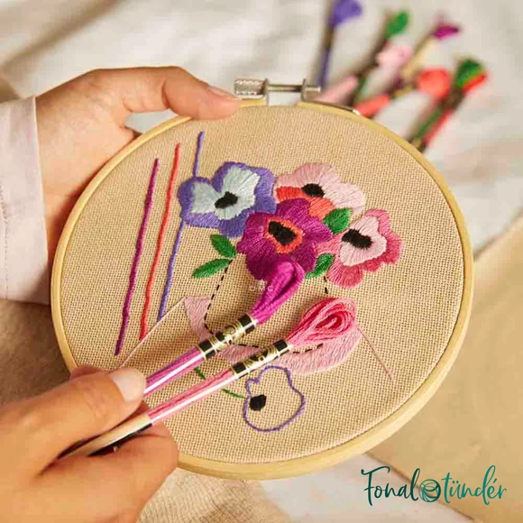 DMC - The Peaceful Breeze Anemone - embroidery duo kit - Szellőrózsa - hímző készlet