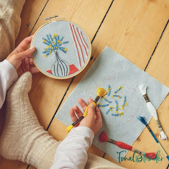 DMC - The Mellow Mimosa - embroidery duo kit - Mimóza - hímző készlet
