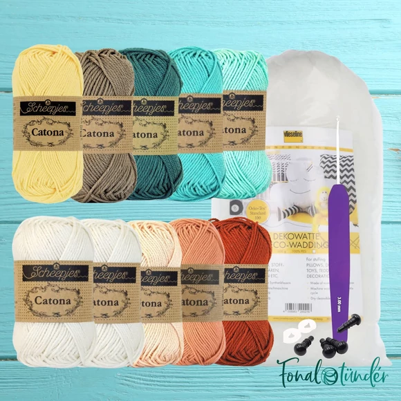 Barack-Türkiz - amigurumi diy kit -  amigurumi fonal+eszköz csomag