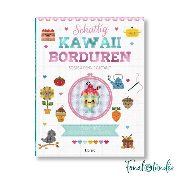 Schattig kawaii borduren - kawaii hímzés mintatár - cross stitch pattern book