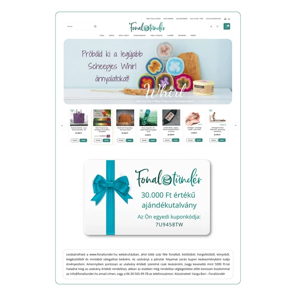 Tündér-kártya - Ajándék utalvány - 30.000 Ft értékben