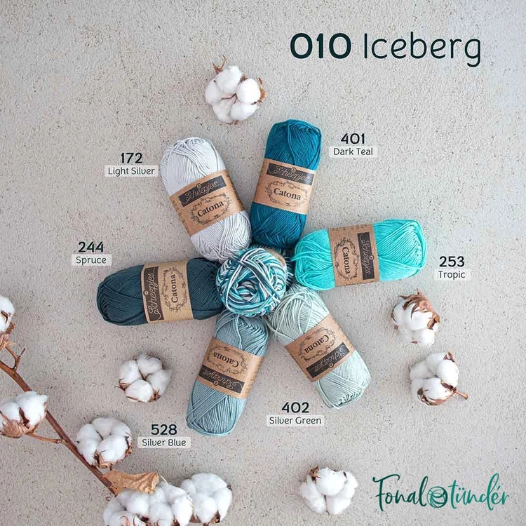 Scheepjes Catona Chroma 010 Iceberg - multikolor pamut fonal  - cotton yarn - 50gramm - 01
