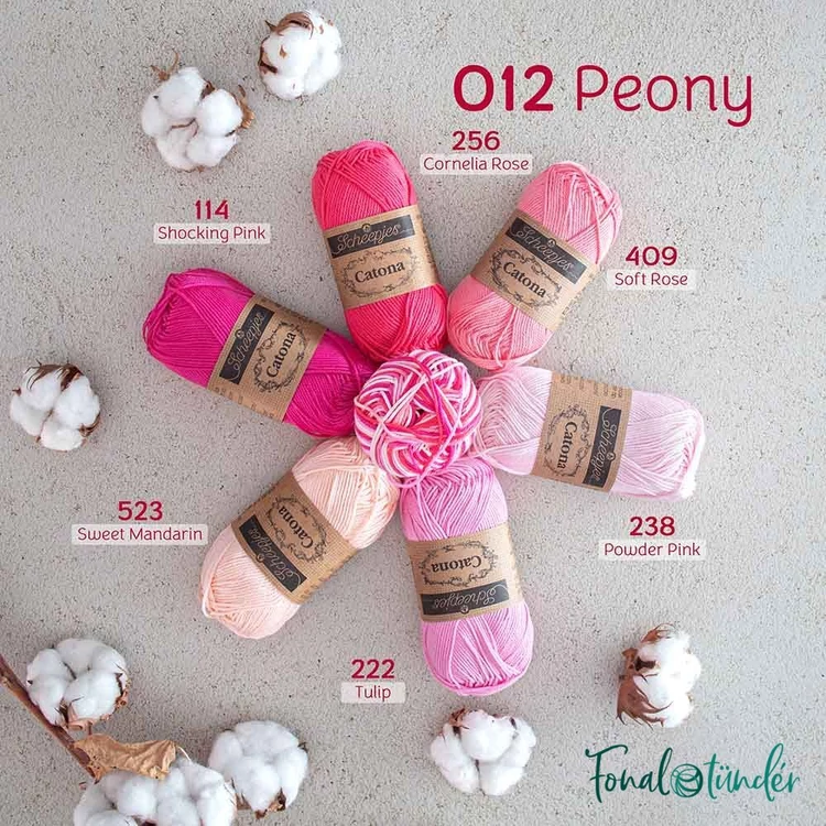 Scheepjes Catona Chroma 012 Peony - multikolor pamut fonal  - cotton yarn - 50gramm