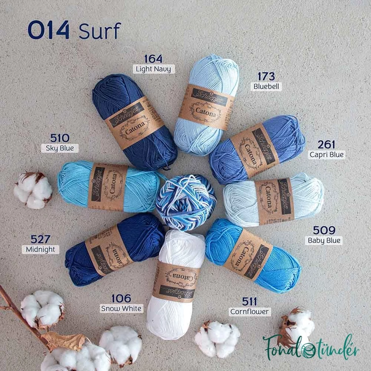 Scheepjes Catona Chroma 014 Surf  - multikolor pamut fonal  - cotton yarn - 50gramm