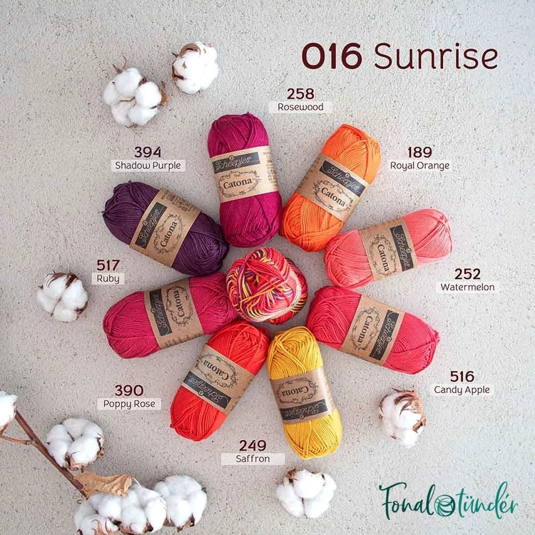 Scheepjes Catona Chroma 016 Sunrise - multikolor pamut fonal  - cotton yarn - 50gramm