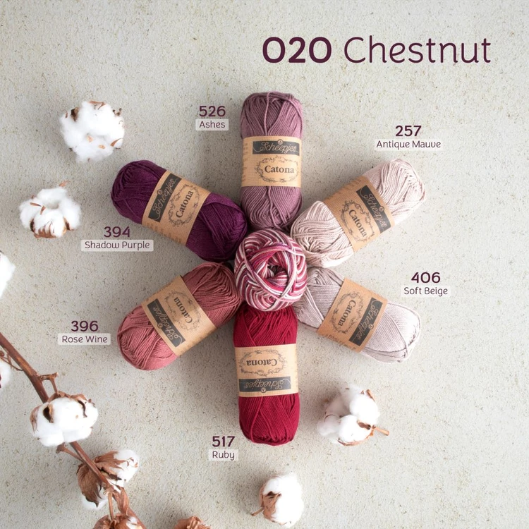 Scheepjes Catona Chroma 020 Chestnut - multikolor pamut fonal  - cotton yarn - 50gramm